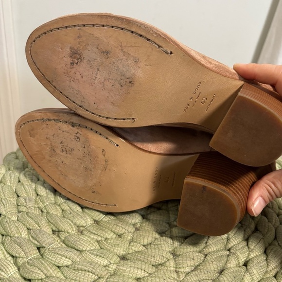 Rag & Bone Harrow Tan/Nude Suede Slip On Block Heel Booties - Picture 9 of 11